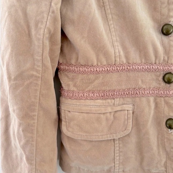 Vintage Y2K Bedo velvet peach pink military button lace fitted waist bohooffice - Picture 5 of 6